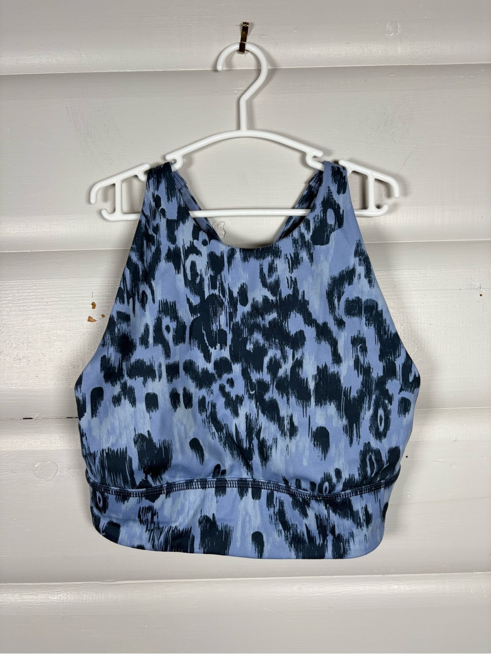 Athletic Works Dri-More Tech Blue Leopard Print Cross Back Sports Bra XS